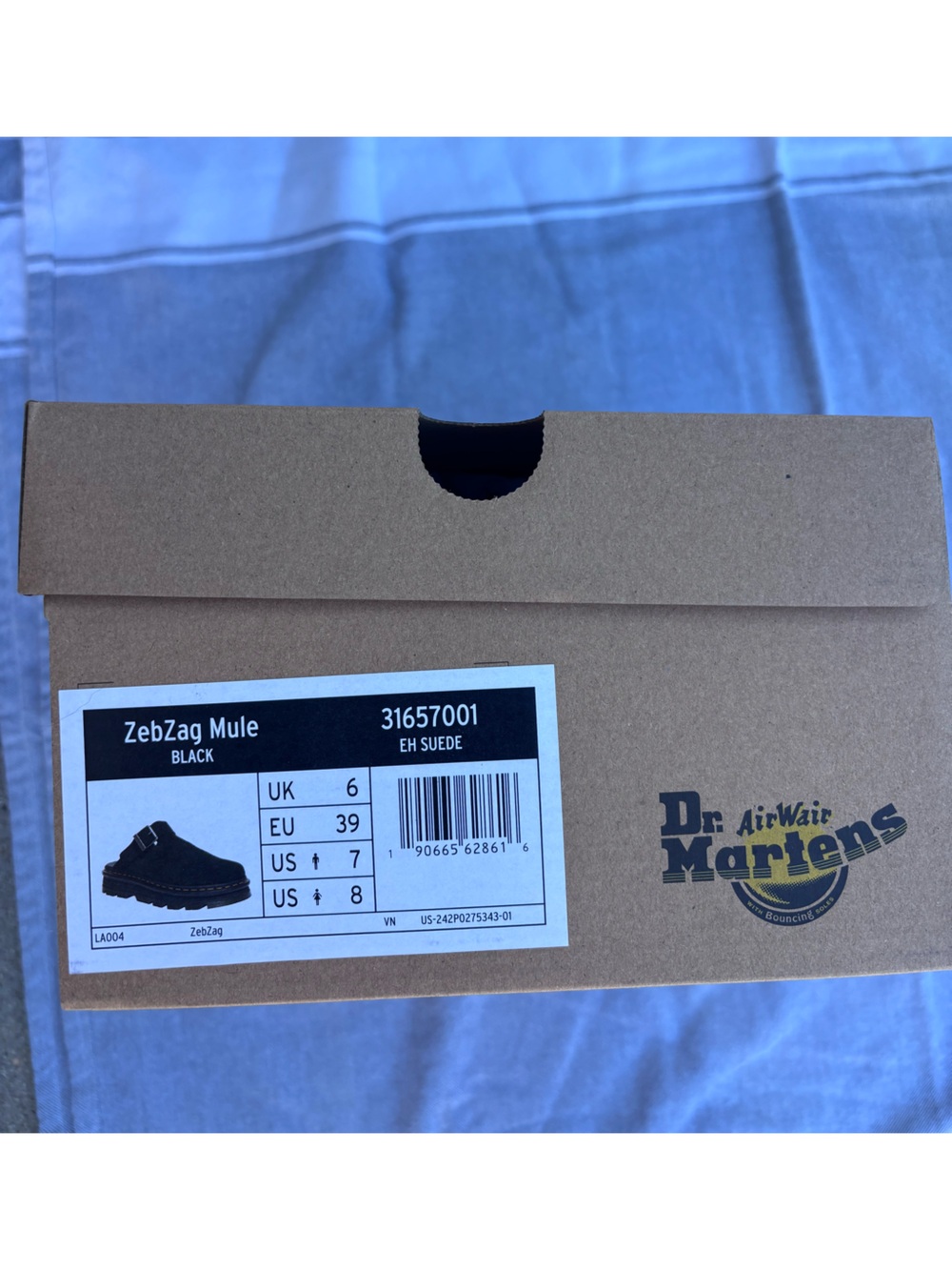 Dr. Martens ZebZag Platform Mule Black Suede Slip-On Loafers New in Box